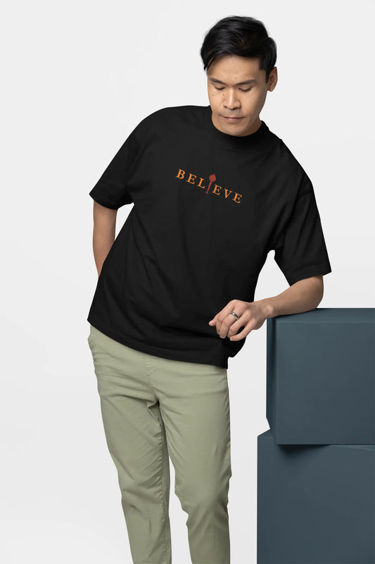 Believe typography graphic tee for men and women