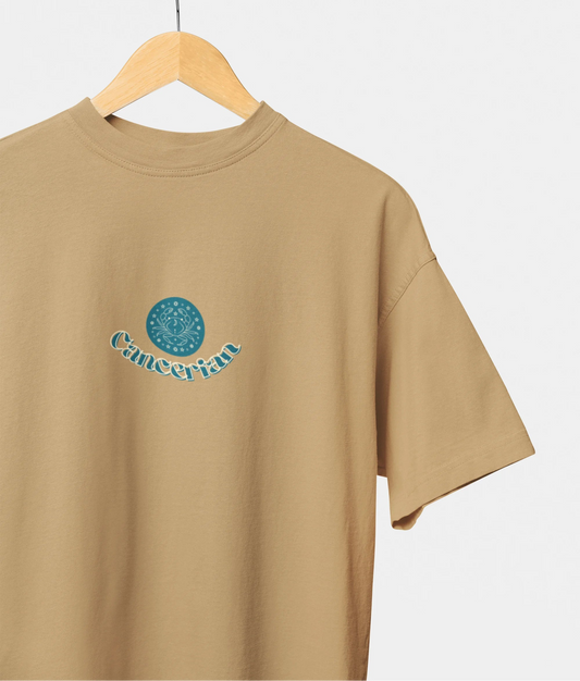 cancer zodiac oversized beige t shirt graphic print unisex