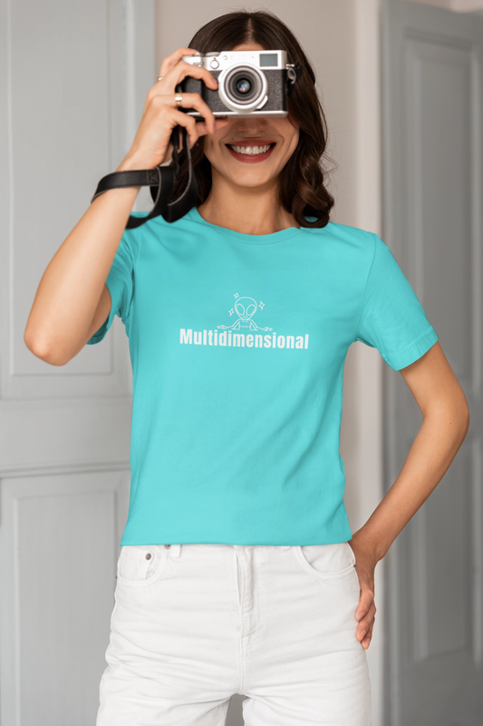 multidimensional alien aqua blue graphic t shirt unisex regular fit
