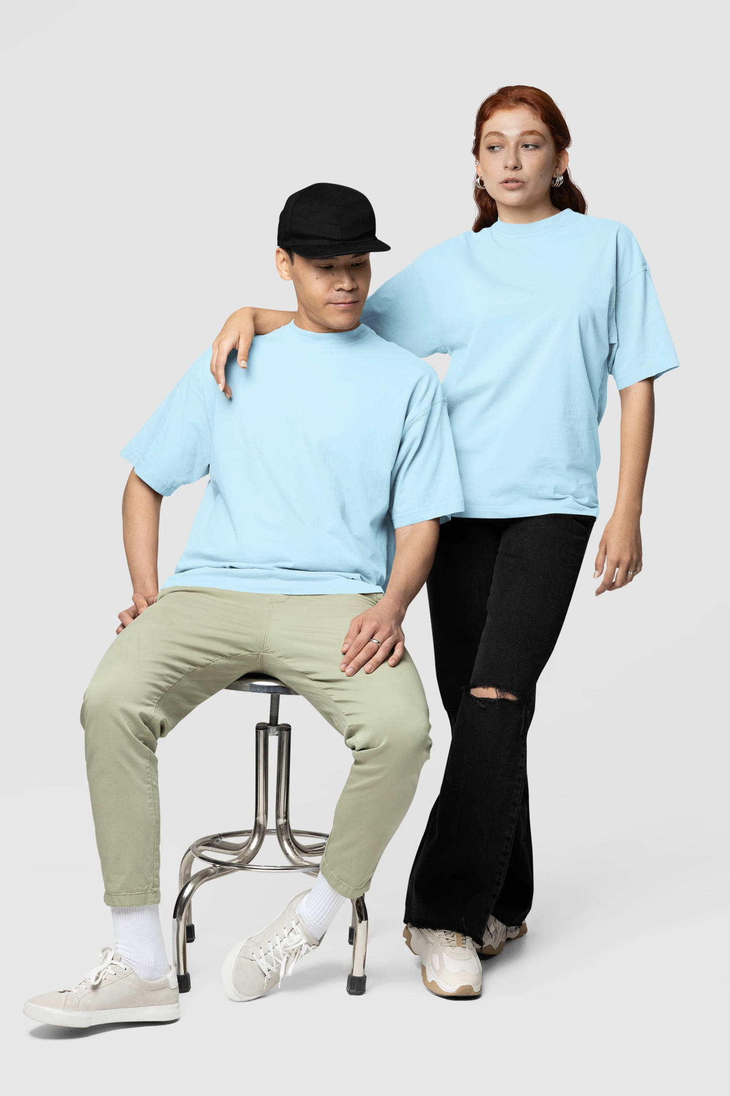 Plain Aqua Blue Oversized Unisex T-Shirt 240 GSM