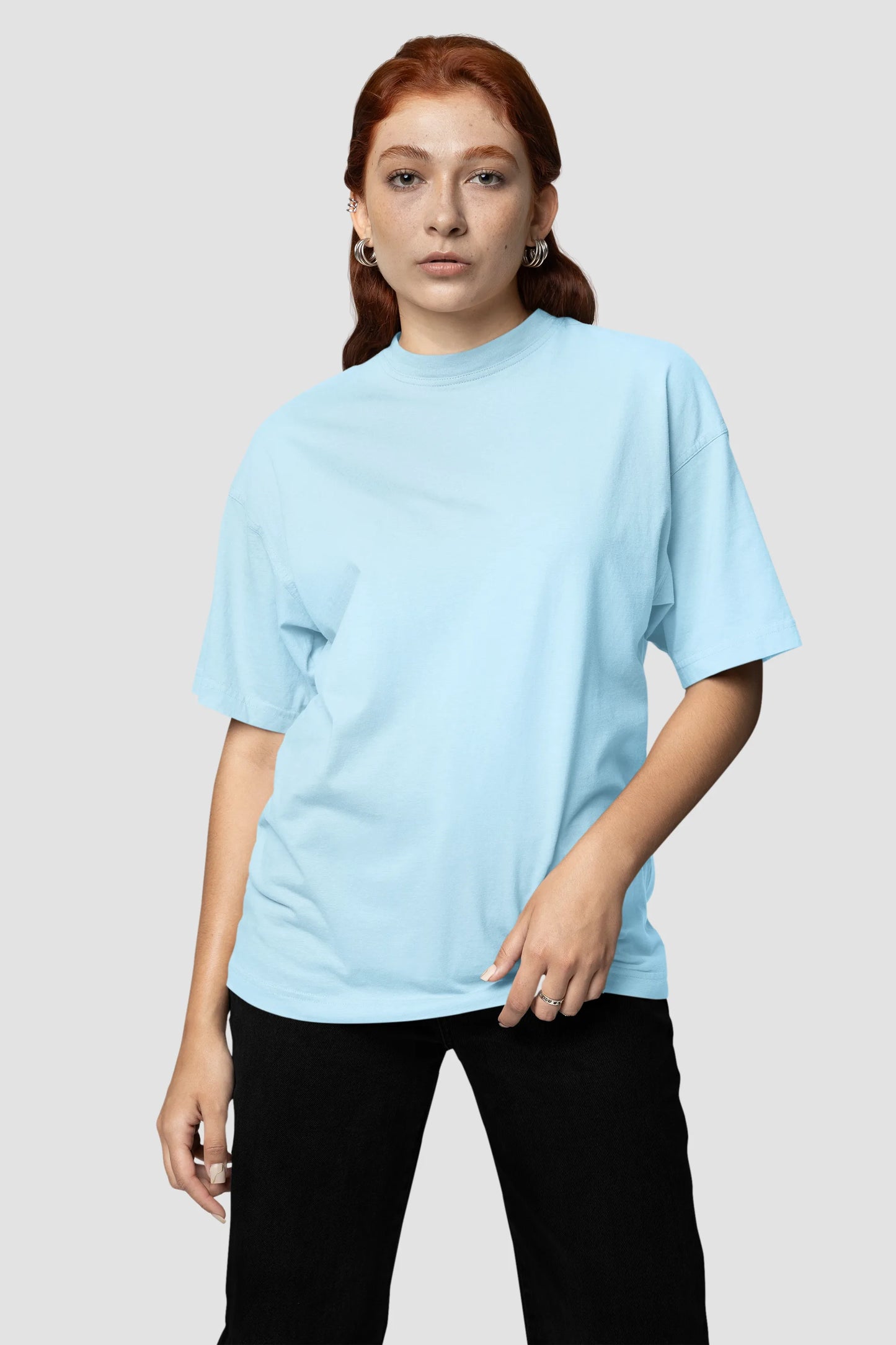 Plain Aqua Blue Oversized Unisex T-Shirt 240 GSM