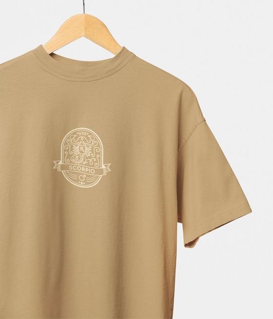 scorpio oversized beige t shirt celestial graphic unisex