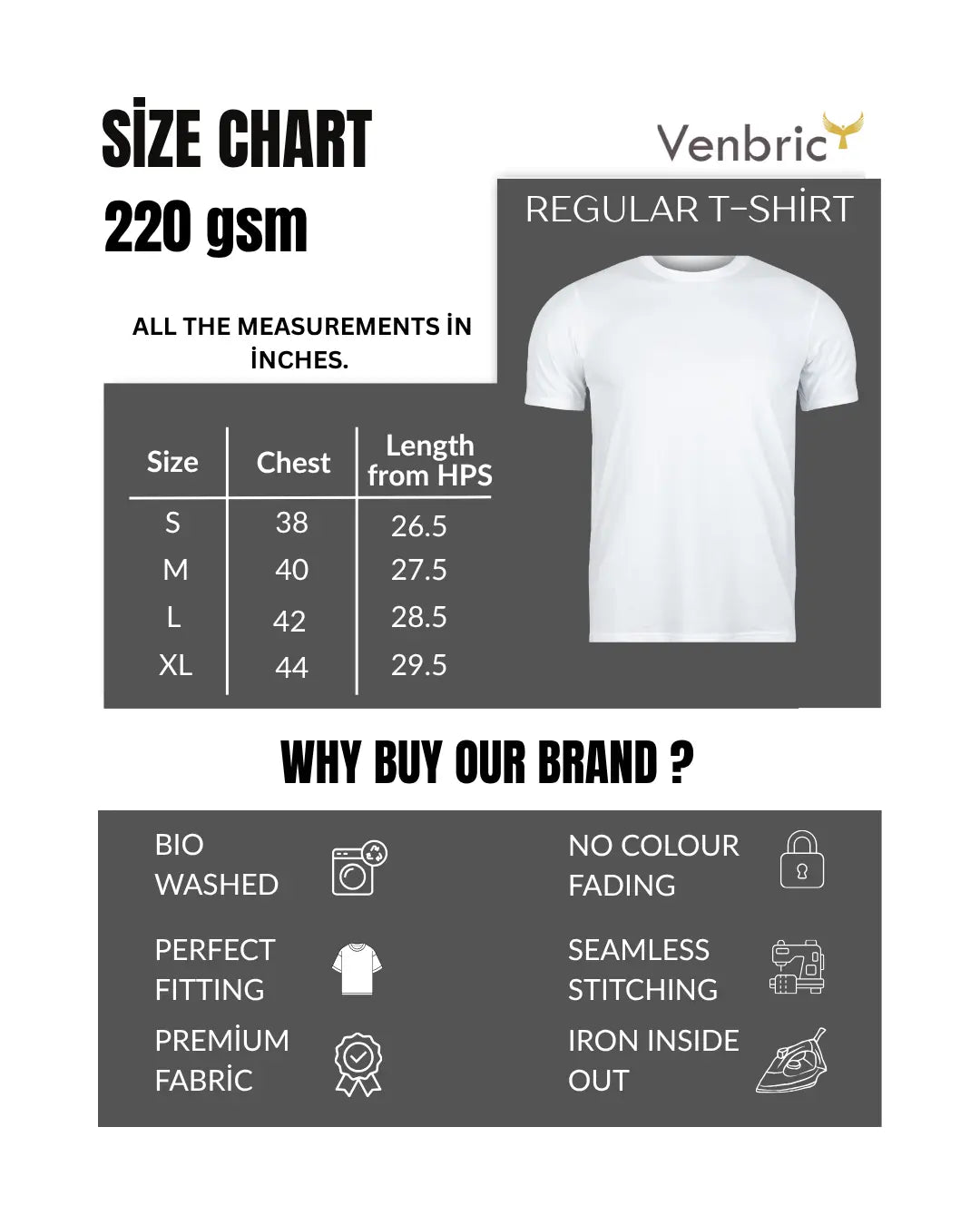 size chart of regular fit 