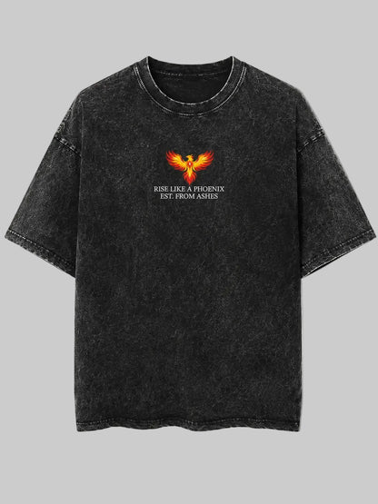 Rise Like A Phoenix FRONTprint on oversized black t-shirt