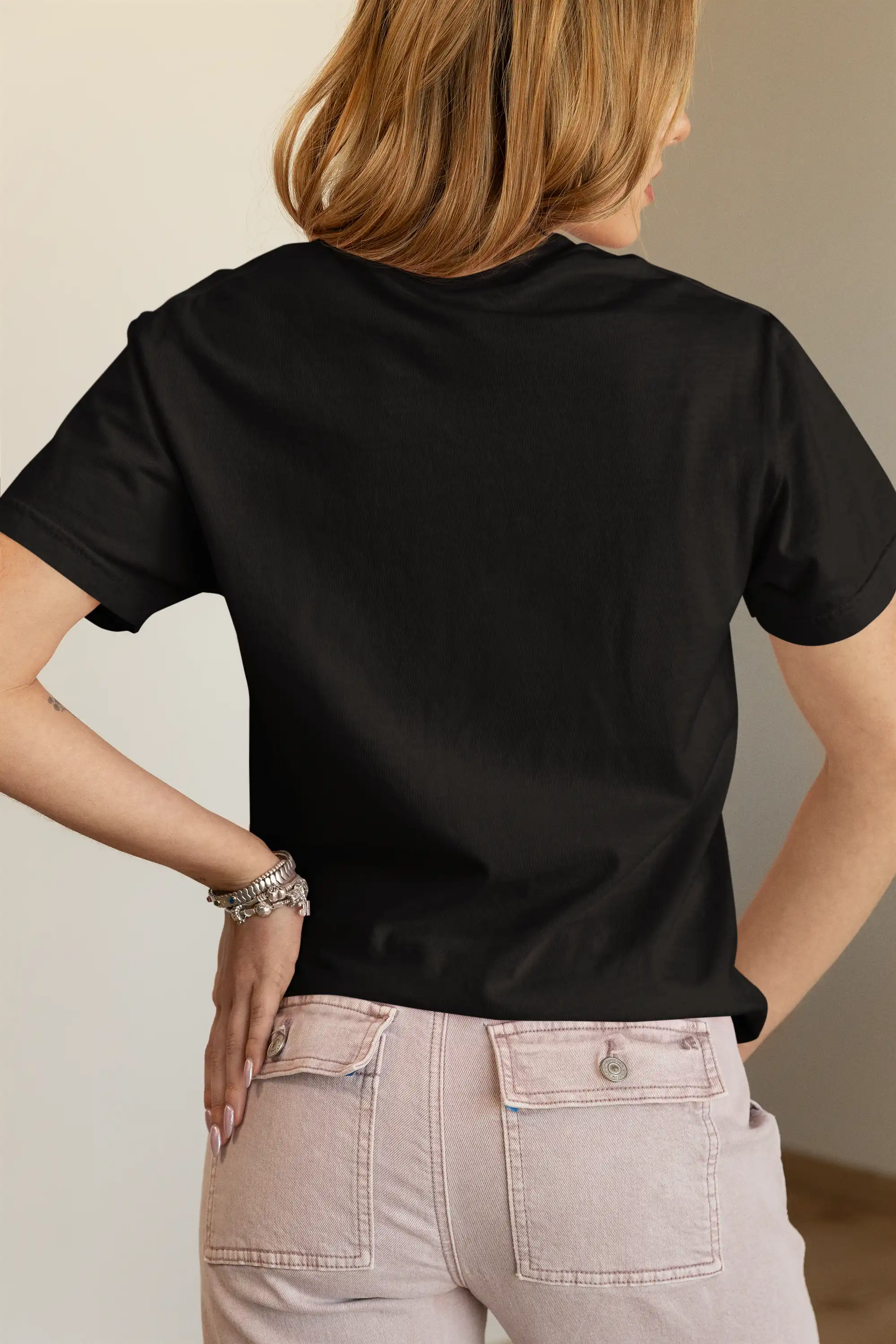 Back side of premium black cotton t-shirt