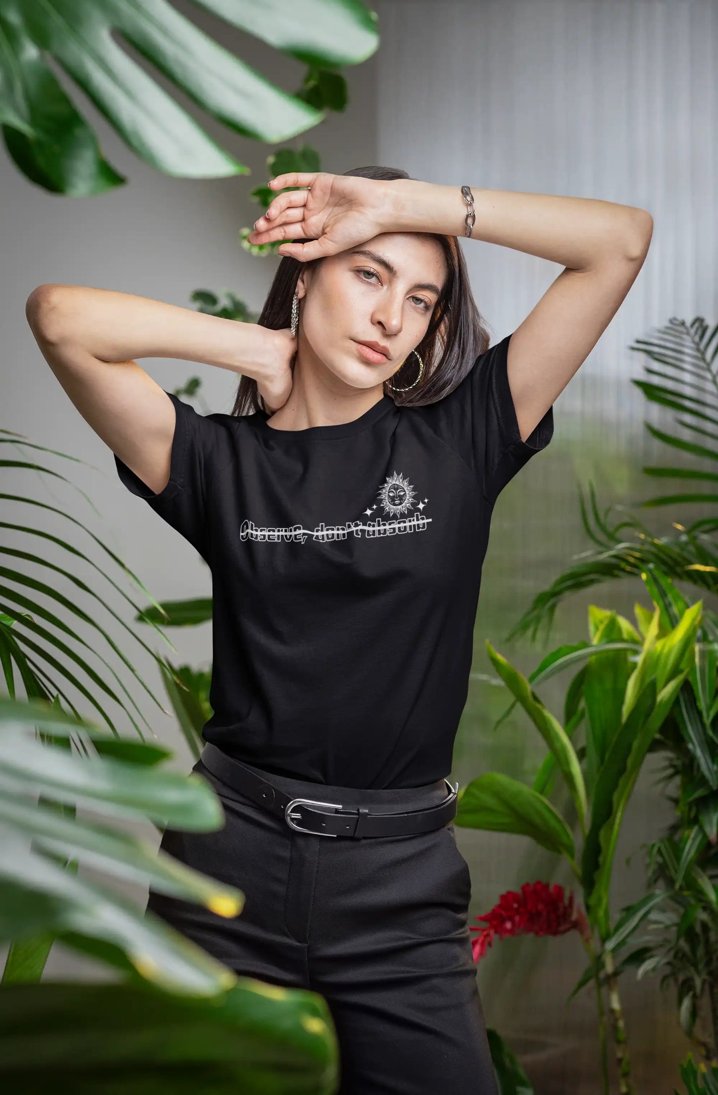 Side view of aesthetic streetwear graphic tee