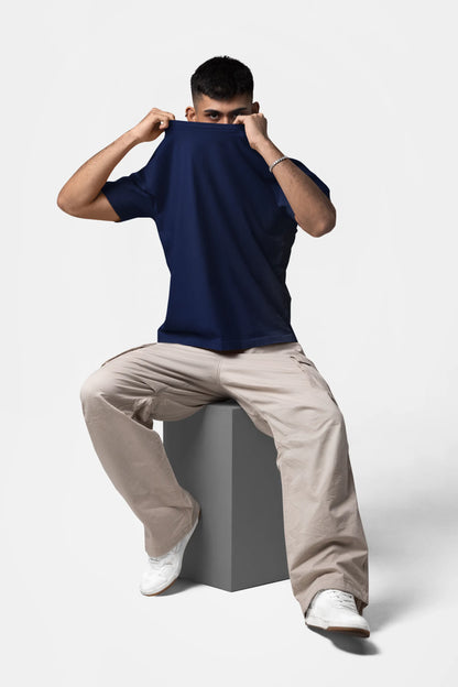 Plain blue 220 GSM cotton tee