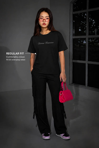 Divine Feminine Aura Tee – Signature Black 220 GSM