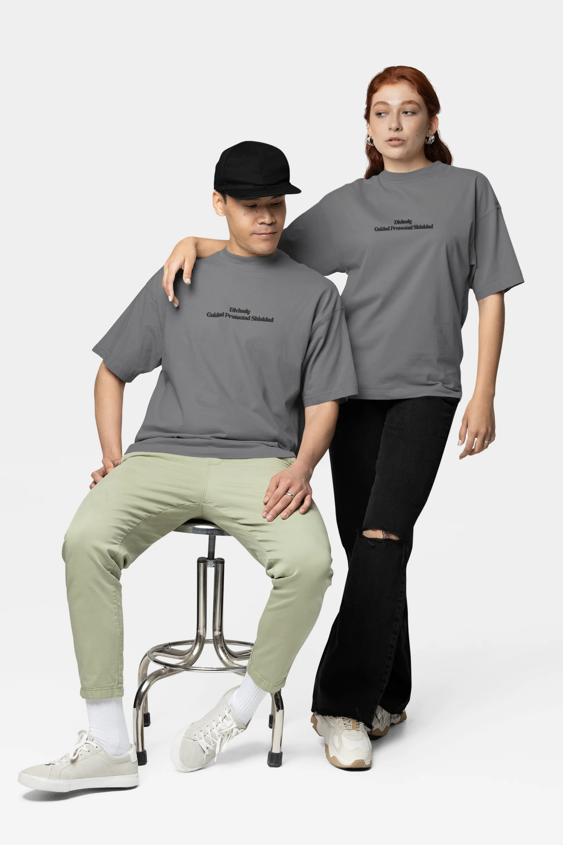 Oversized typography graphic tee for men and women