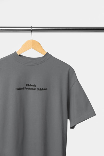 Divinely Guided Protected Shielded typography print on oversized t-shirt