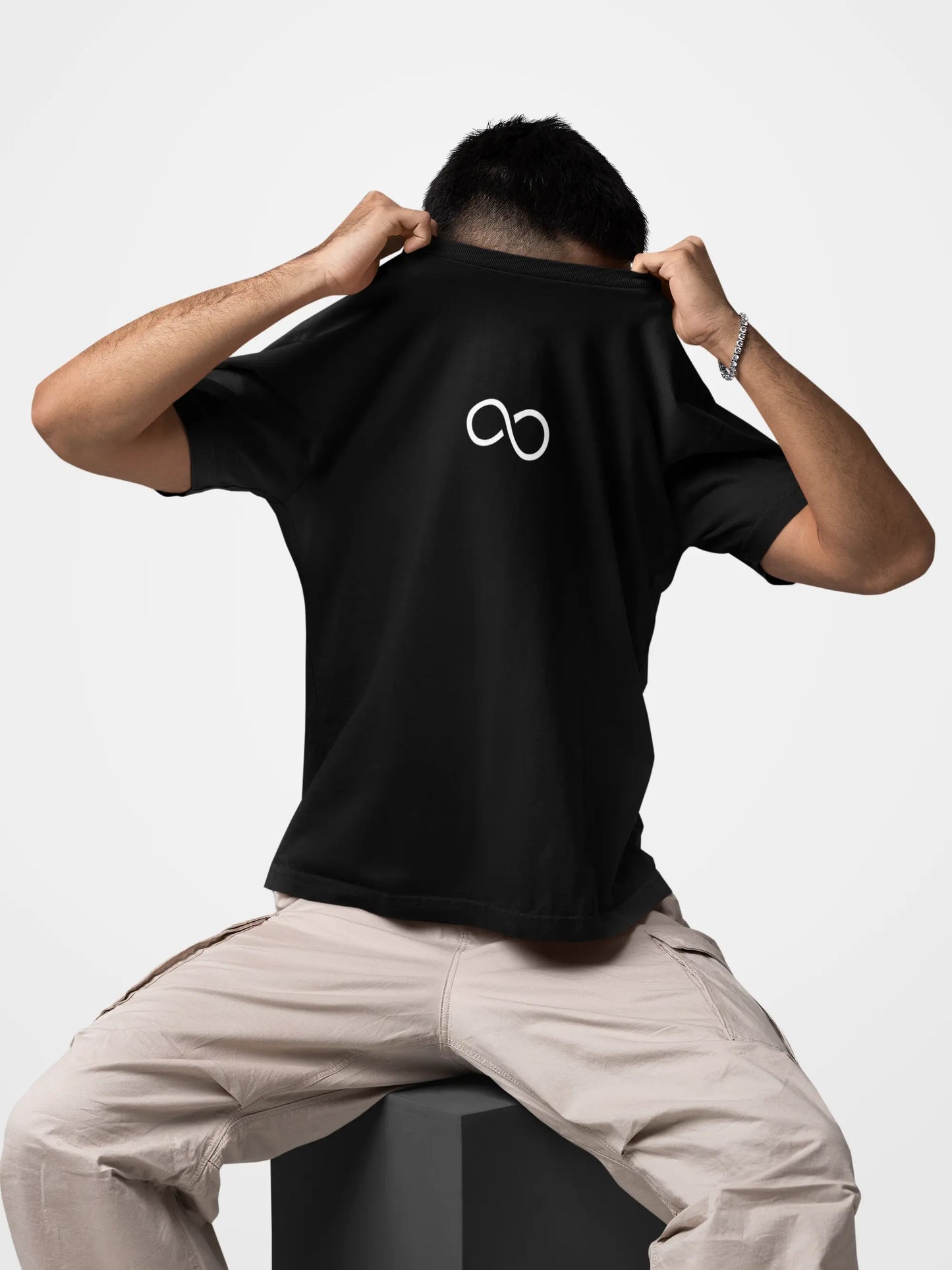 Infinity Symbol T-Shirt – Minimalist Black Signature Tee for Urban Streetwear