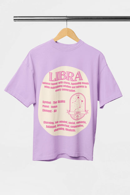 libra oversized lilac t shirt celestial graphic unisex