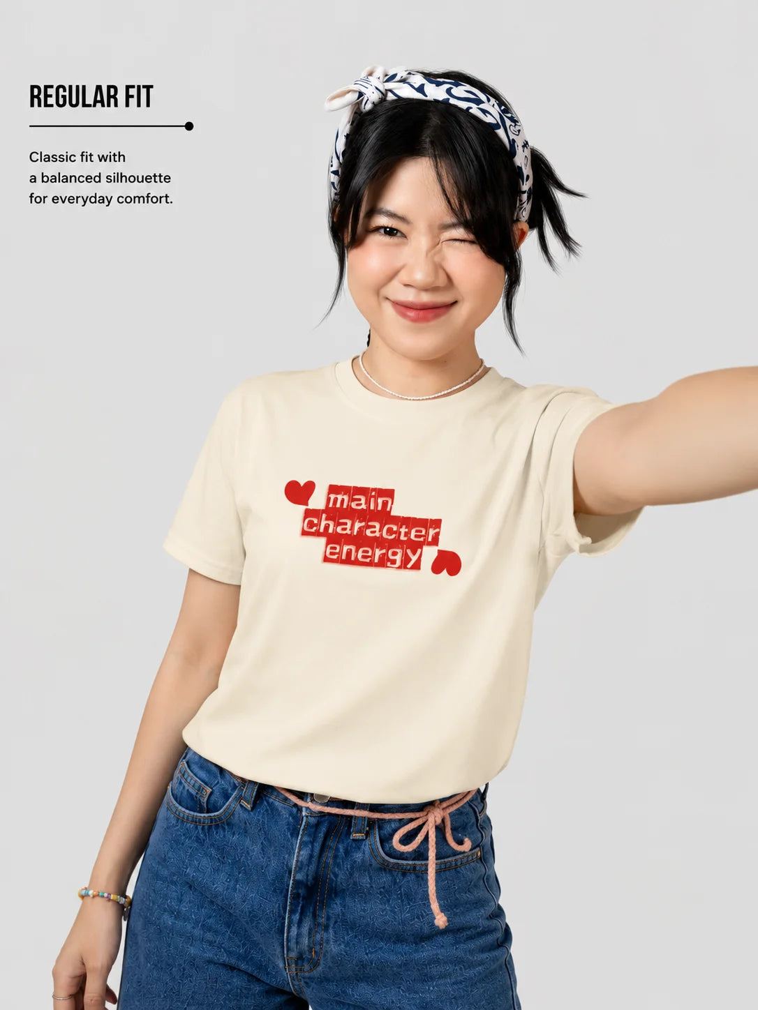 Main Character Energy women's graphic t-shirt regular fit side view