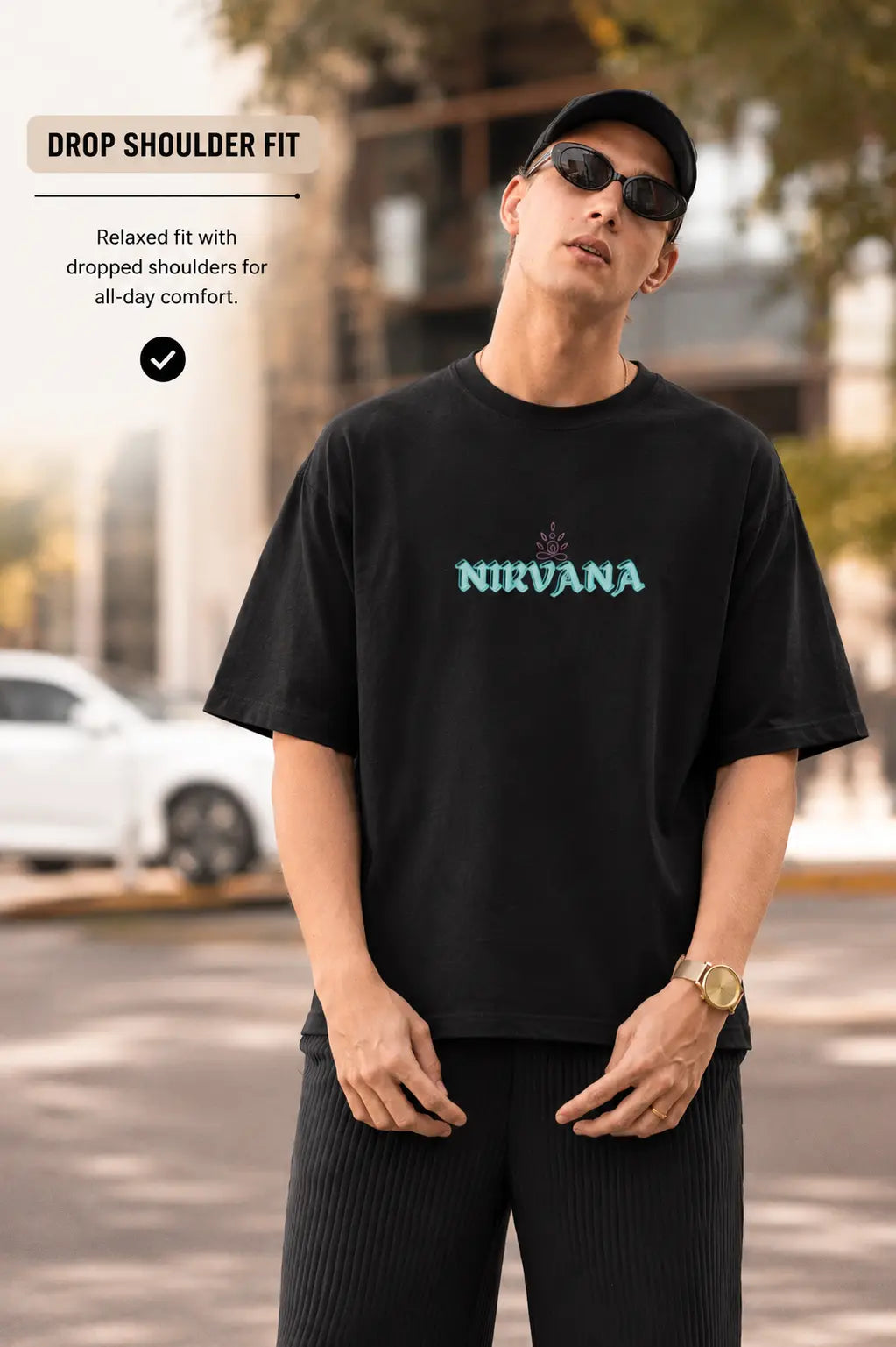 Nirvana typography print on oversized graphic tee