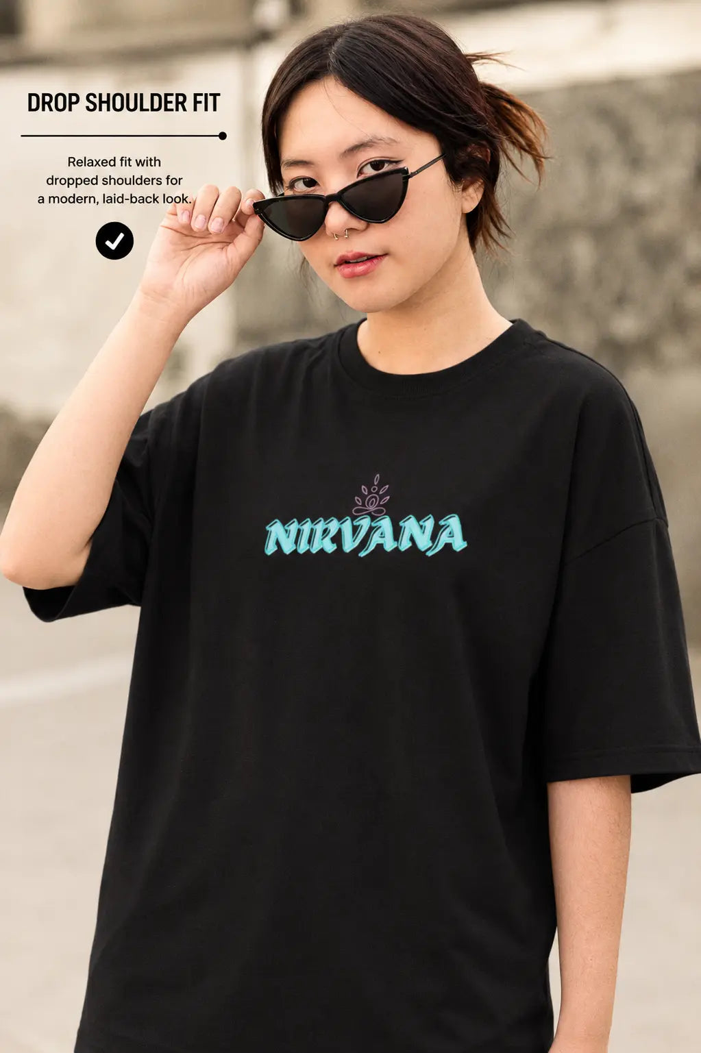 Nirvana typography print on oversized graphic tee