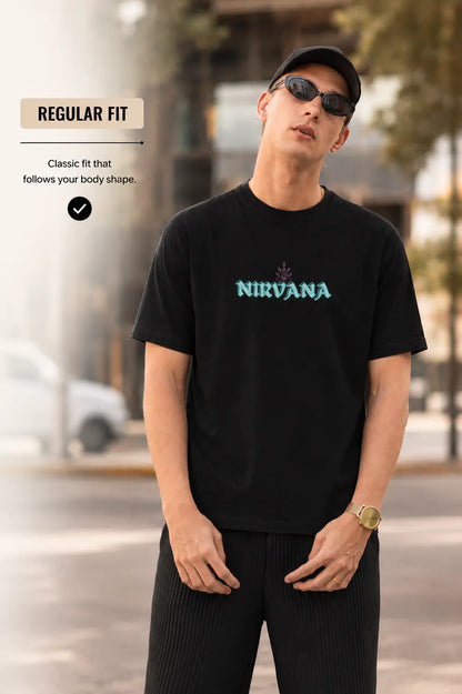 Nirvana typography print on oversized graphic tee