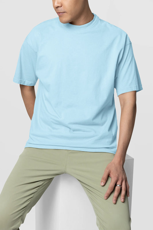Plain Aqua Blue Oversized Unisex T-Shirt 240 GSM