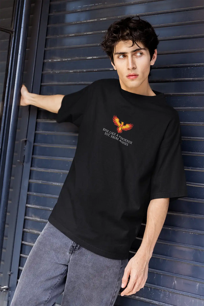 Phoenix graphic print with What Destroyed Me Created Me quote