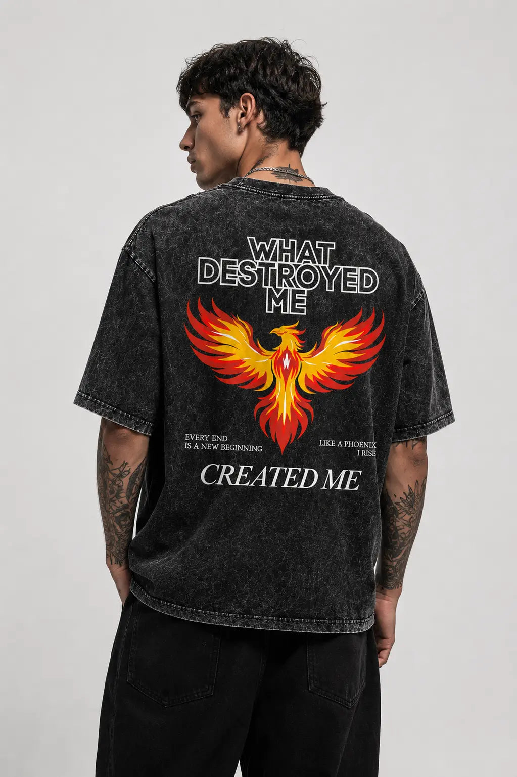 What Destroyed Me Created Me Phoenix Graphic Tee for men and women
