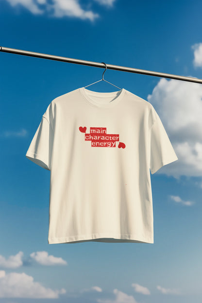 self love aesthetic oversized tee with heart print