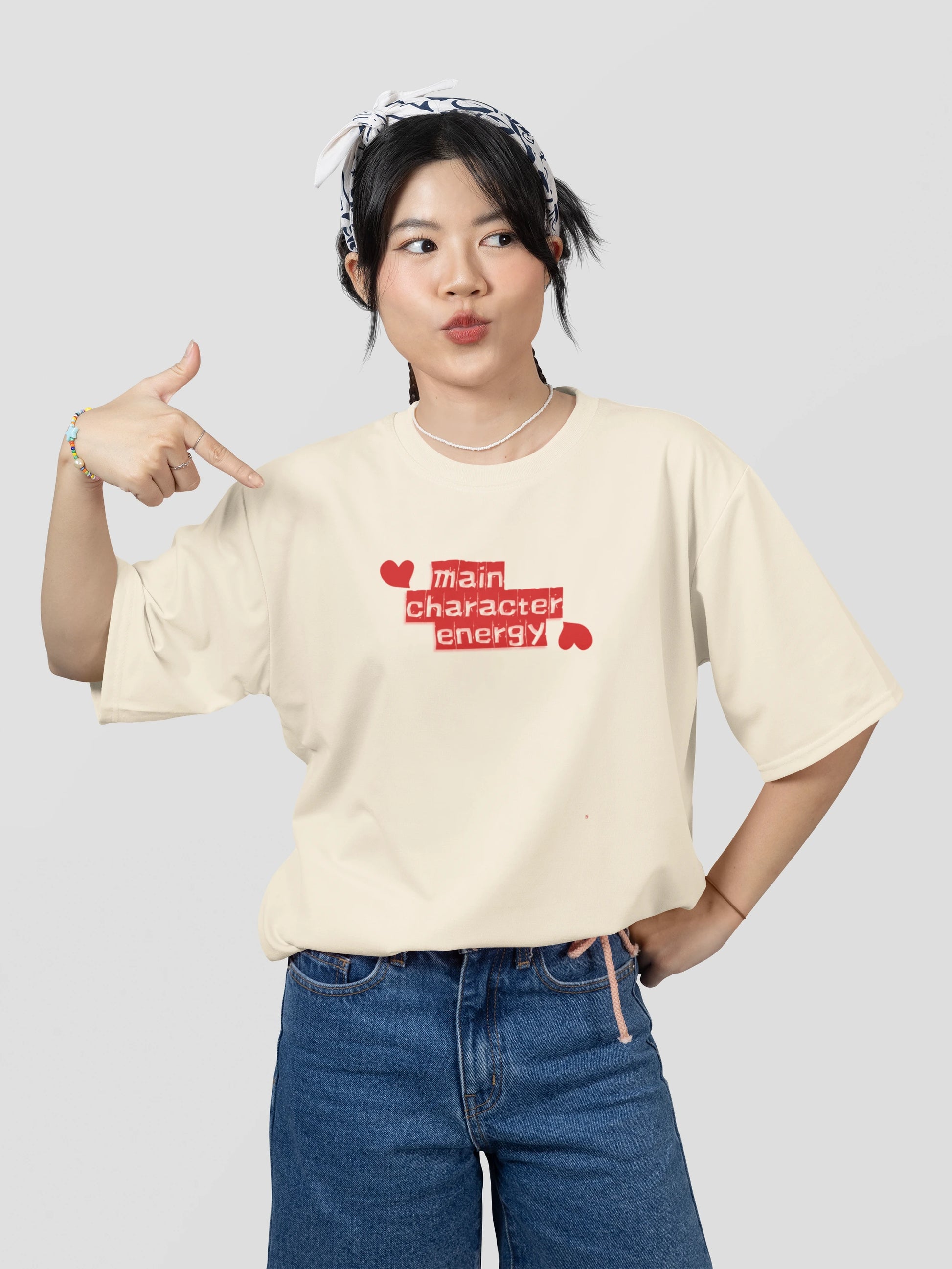 self love aesthetic oversized tee with heart print