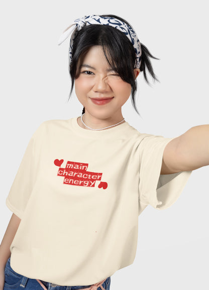 self love aesthetic oversized tee with heart print