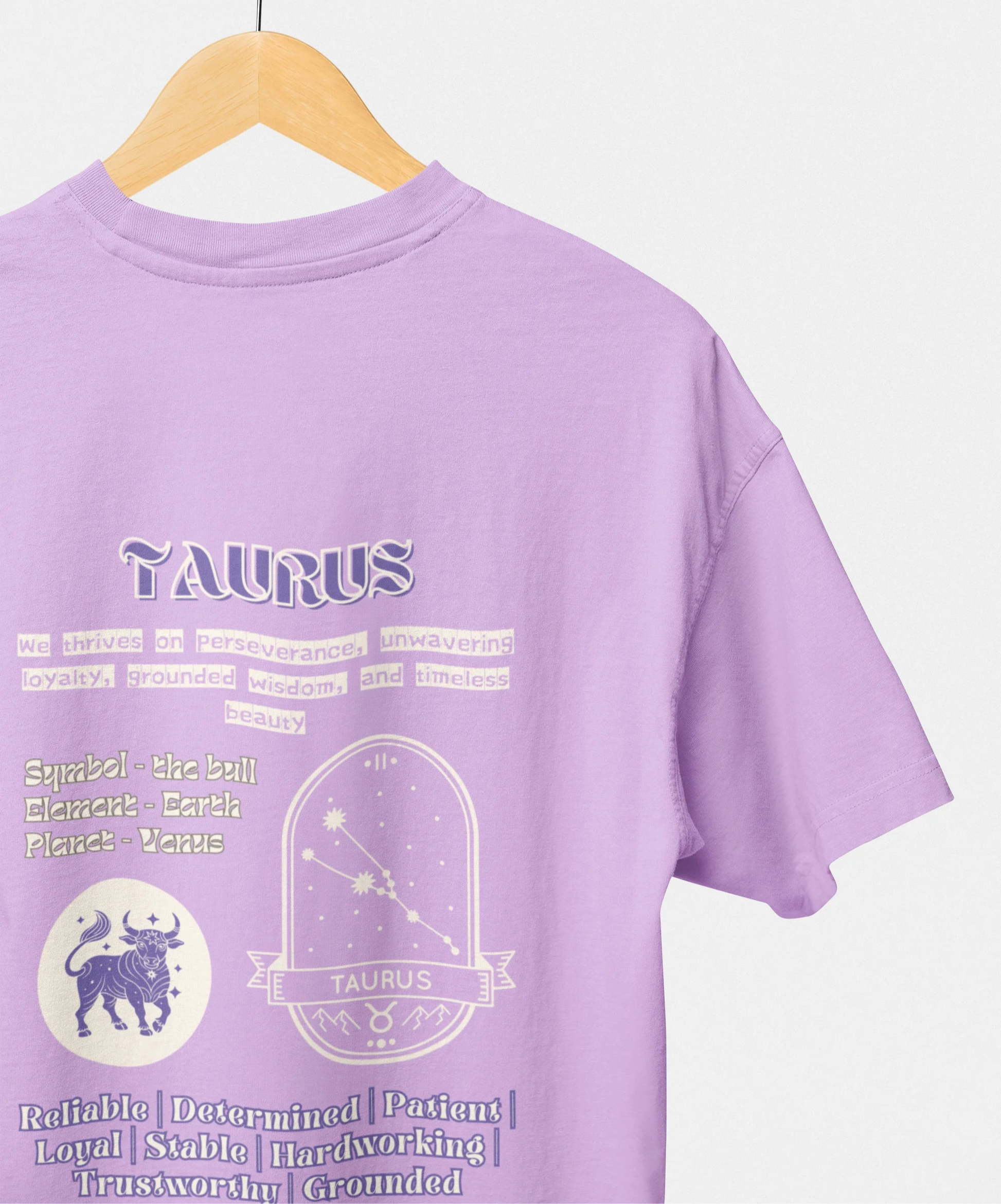 taurus zodiac oversized lilac t shirt graphic print unisex