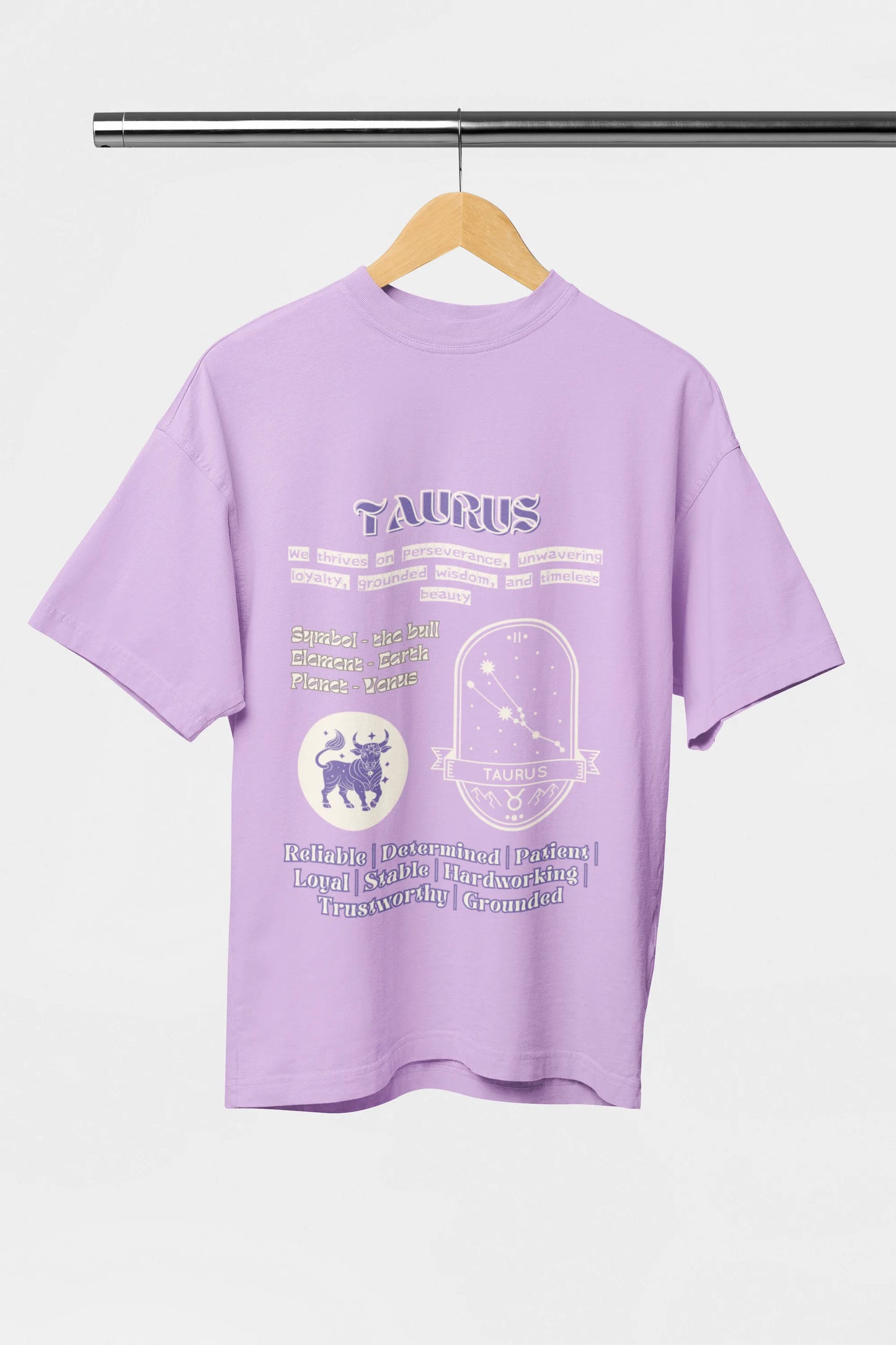 taurus zodiac oversized lilac t shirt graphic print unisex
