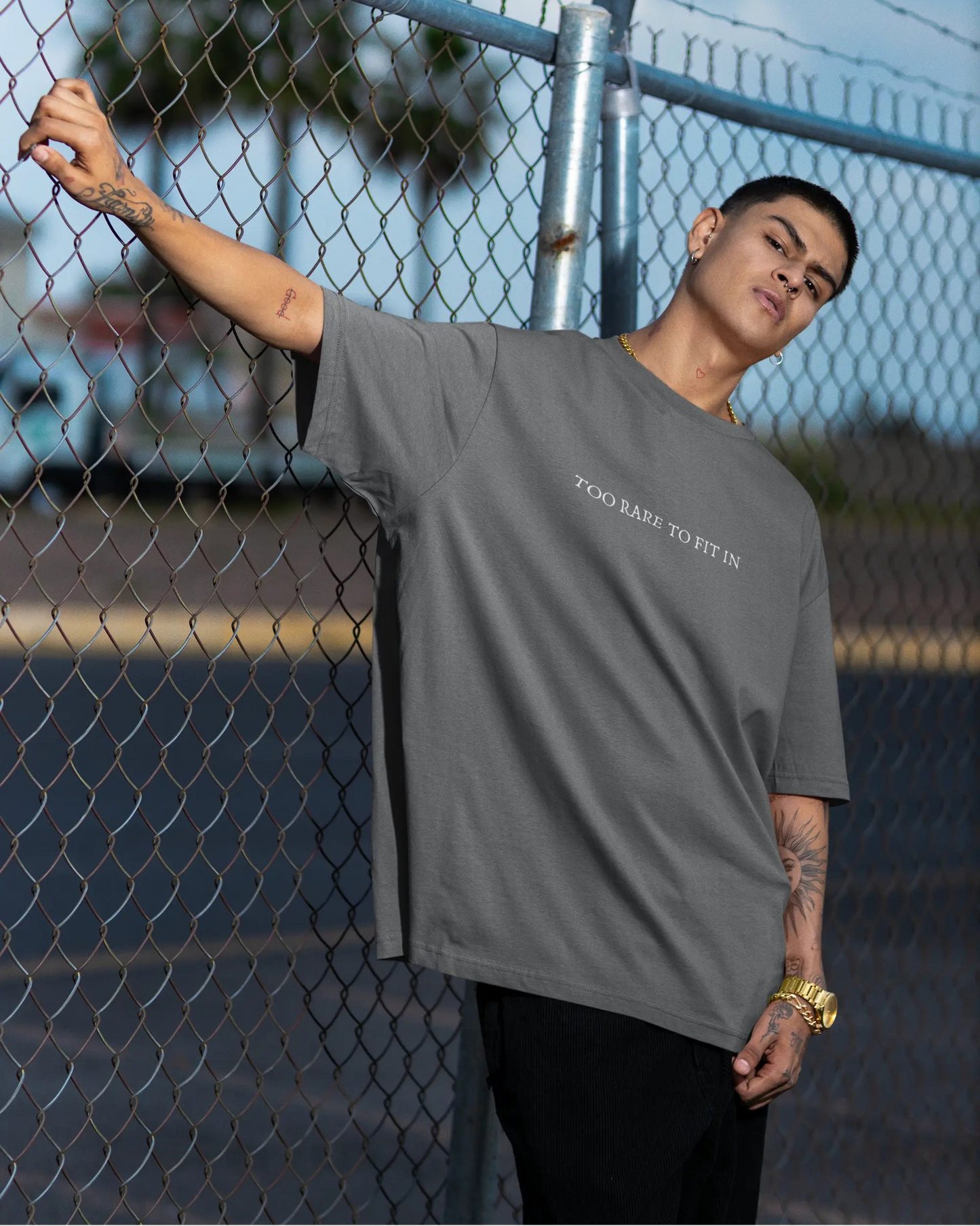 Too Rare To Fit In graphic tee for men and women grey color