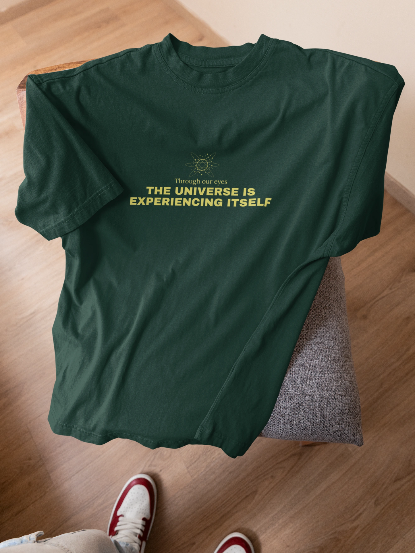 cosmic perspective oversized bottle green t shirt unisex