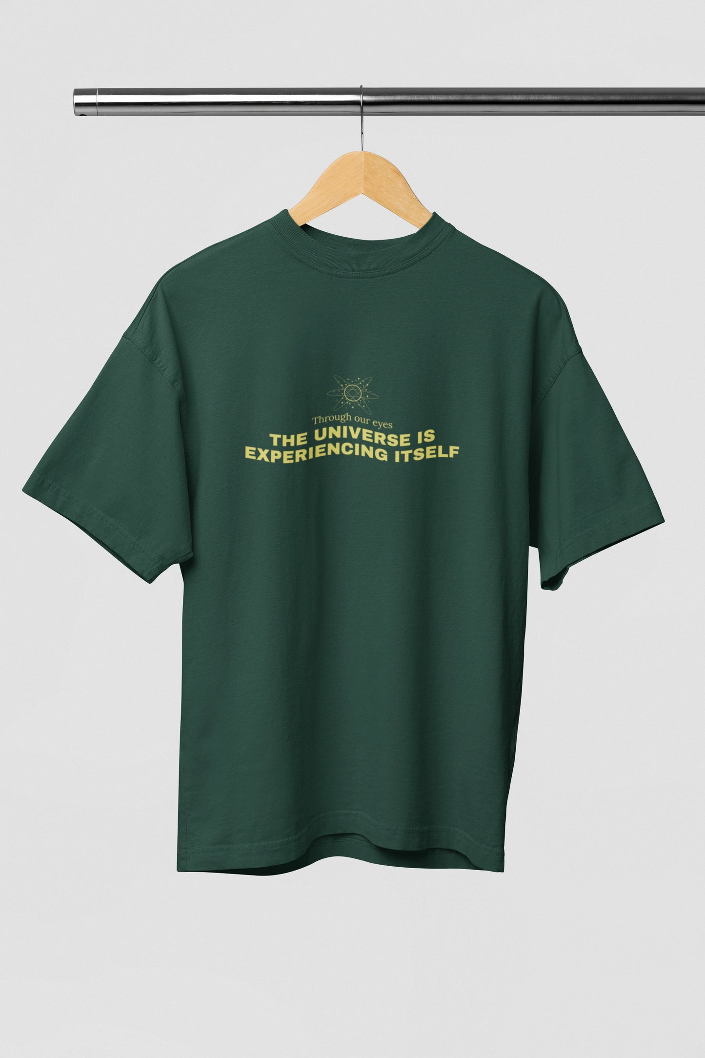 cosmic perspective oversized bottle green t shirt unisex