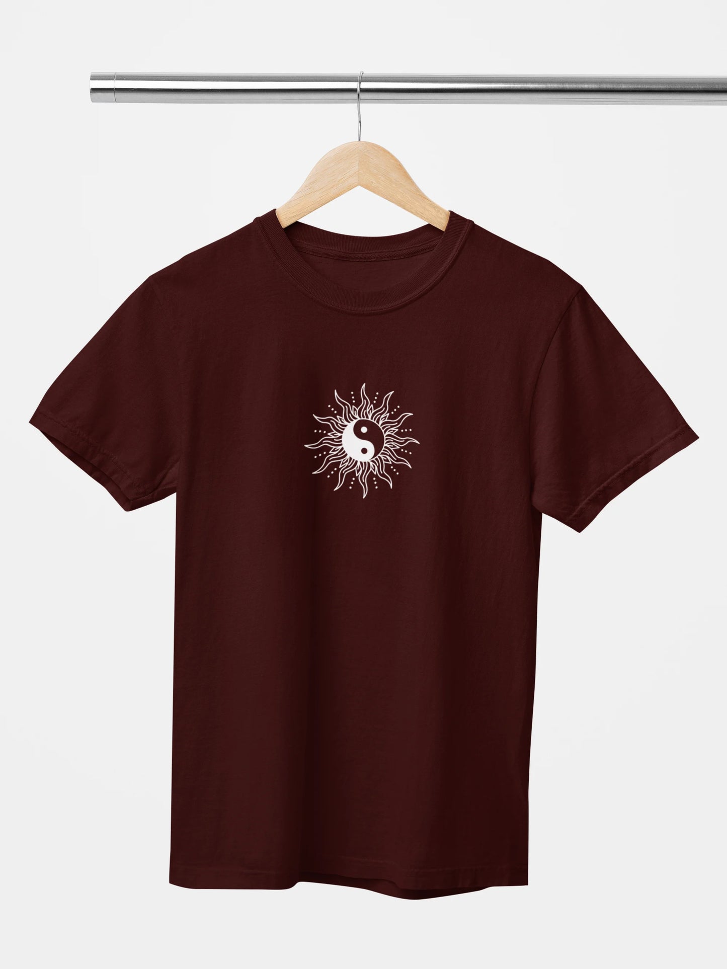 Premium Yin Yang t shirt in wine color