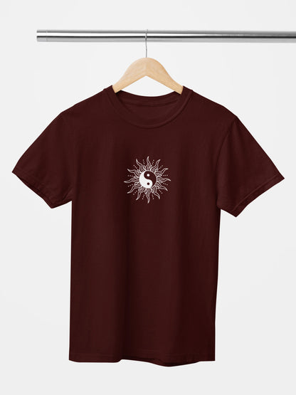 Premium Yin Yang t shirt in wine color